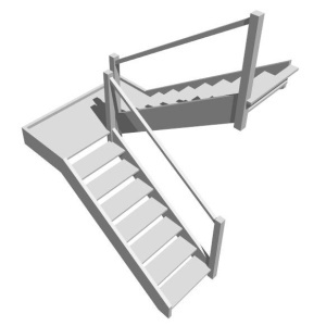 П-образная лестница с площадкой, вариант 3