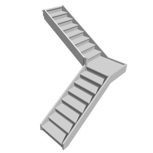 Г-образная лестница с площадкой, вариант 5