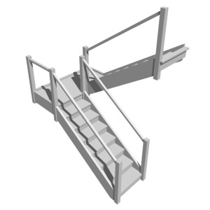 П-образная лестница с площадкой, вариант 12