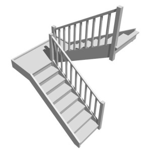 П-образная лестница с площадкой, вариант 4